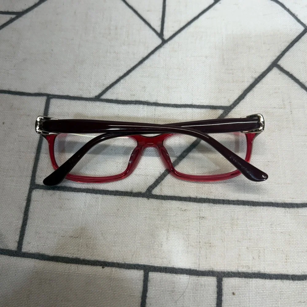 Mimic Eyeglass Frames 54-15-135 Red Burgundy Rectangular N5004 613 Buckle Detail